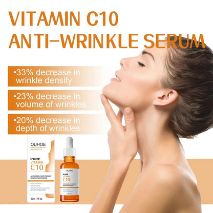 Vitamin C Wrinkle Remover Face Serum: Lifting, Firming, Anti-Aging Essence - Fade Fine Lines, Brighten, Nourish, and Whiten Skin