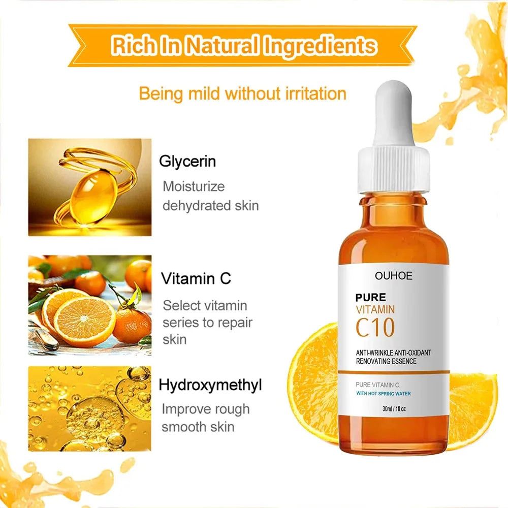 Vitamin C Wrinkle Remover Face Serum: Lifting, Firming, Anti-Aging Essence - Fade Fine Lines, Brighten, Nourish, and Whiten Skin