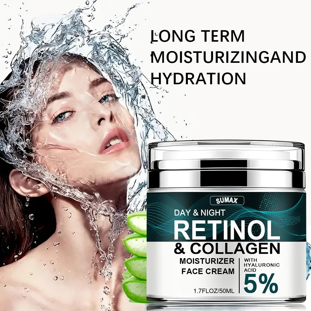 Retinol Face Cream: Moisturizing, Firming, Brightening - Skincare with Collagen & Hyaluronic Acid