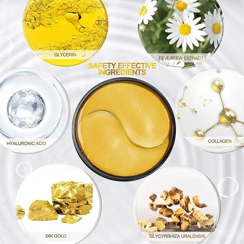 Gold Under Eye Patches: 30 Pairs Of Anti-Age Collagen & Hyaluronic Acid - Anti-Wrinkle, Eye Bags & Dark Circles Treatment Pads