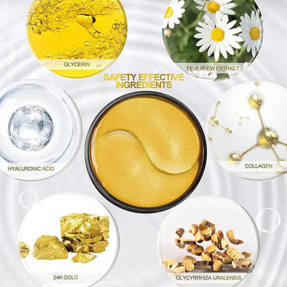 Gold Under Eye Patches: 30 Pairs Of Anti-Age Collagen & Hyaluronic Acid - Anti-Wrinkle, Eye Bags & Dark Circles Treatment Pads