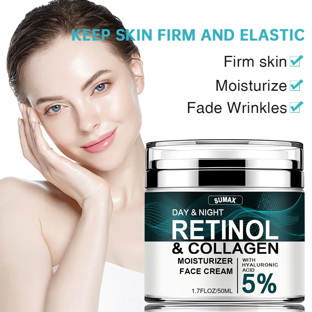 Retinol Face Cream: Moisturizing, Firming, Brightening - Skincare with Collagen & Hyaluronic Acid