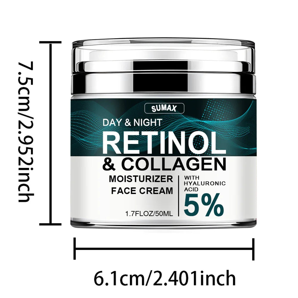 Retinol Face Cream: Moisturizing, Firming, Brightening - Skincare with Collagen & Hyaluronic Acid