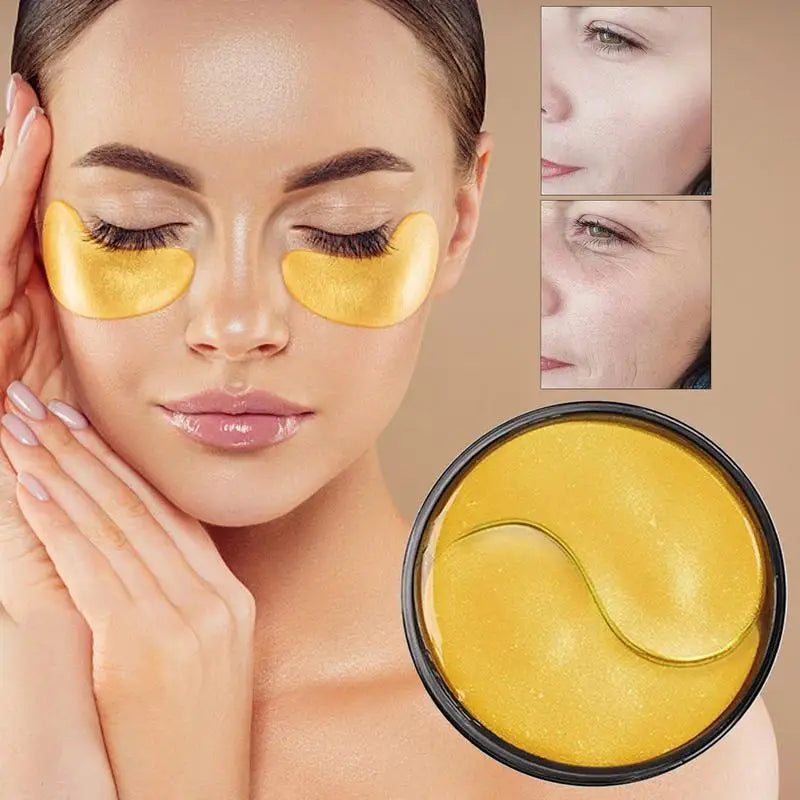 Gold Under Eye Patches: 30 Pairs Of Anti-Age Collagen & Hyaluronic Acid - Anti-Wrinkle, Eye Bags & Dark Circles Treatment Pads