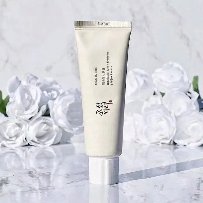 50ml SPF 50+ Rice Probiotic Sunscreen: Korean Beauty Face Cream - Firming, Hydrating, Anti-UV, Whitening Skin Toner